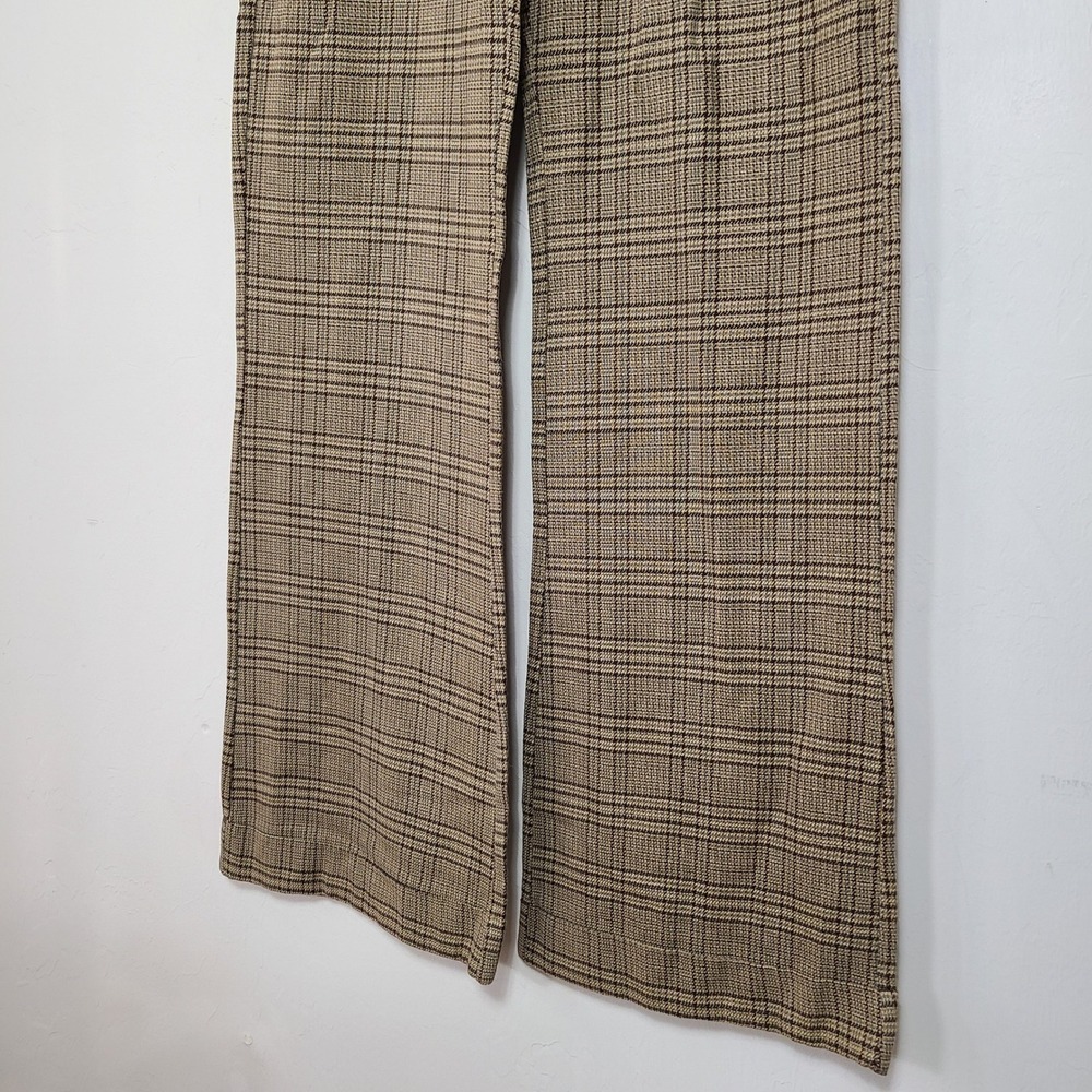 Brown Plaid Wide Leg Pants 11 70s Dark Academia Preppy Old Money Espresso Girl - Picture 3 of 10